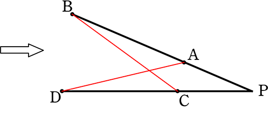 方べきの定理の逆の公式の証明②補助線