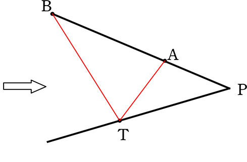 方べきの定理の逆の公式の証明③補助線